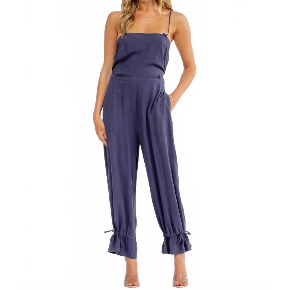 NEW LITTLE SECRET OF MINE sleeveless square neck open back jumpsuit in dark navy